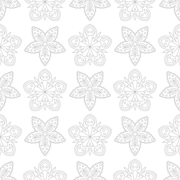 Adorno Floral Gris Claro Sobre Fondo Blanco Patrón Sin Costuras — Vector de stock