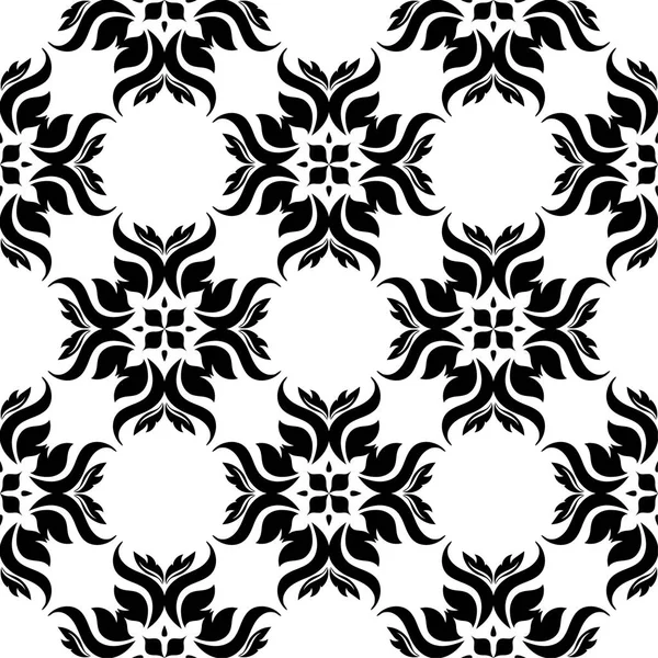 Ornamento Floral Preto Sobre Fundo Branco Padrão Sem Costura Para —  Vetores de Stock