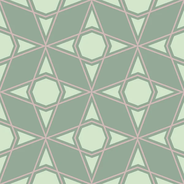 几何绿色无缝背景与粉红色元素的墙纸 纺织品和织物 — 图库矢量图片