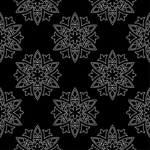 Design Floral Blanc Sur Fond Noir Modèle Sans Couture Pour — Image vectorielle