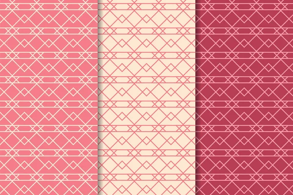 Kirschrote Geometrische Ornamente Reihe Vertikaler Nahtloser Muster Für Web Textilien — Stockvektor