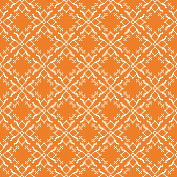 白色花卉图案的橙色背景 纺织品和墙纸无缝图案 — 图库矢量图片