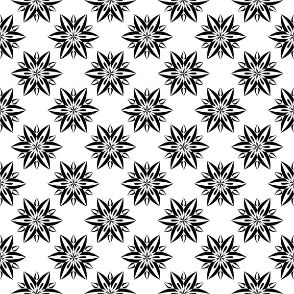 Czarny Kwiatowy Ornament Białym Tle Jednolity Wzór Włókienniczych Tapety — Wektor stockowy