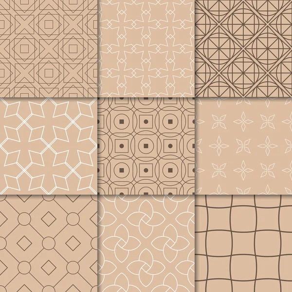Ornements Géométriques Beige Marron Collection Motifs Sans Couture Pour Toile — Image vectorielle