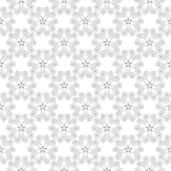 Adorno Floral Gris Claro Sobre Fondo Blanco Patrón Sin Costuras — Vector de stock