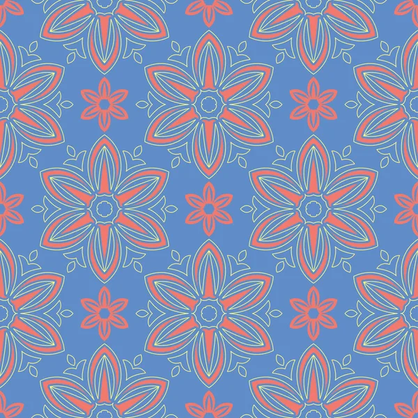 Florales Blaues Nahtloses Muster Farbigen Blumenhintergrund Für Tapeten Textilien Und — Stockvektor
