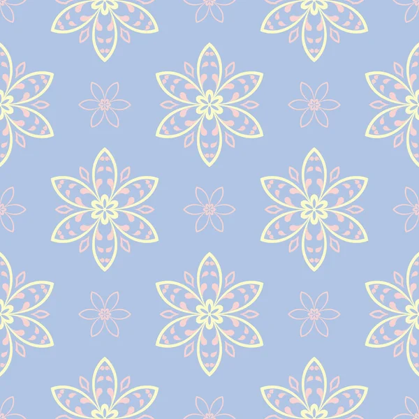 Patrón Sin Costura Azul Floral Fondo Coloreado Con Elementos Beige — Archivo Imágenes Vectoriales