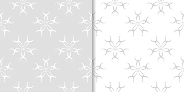 Fondo Floral Gris Claro Conjunto Patrones Sin Costura Para Textiles — Vector de stock