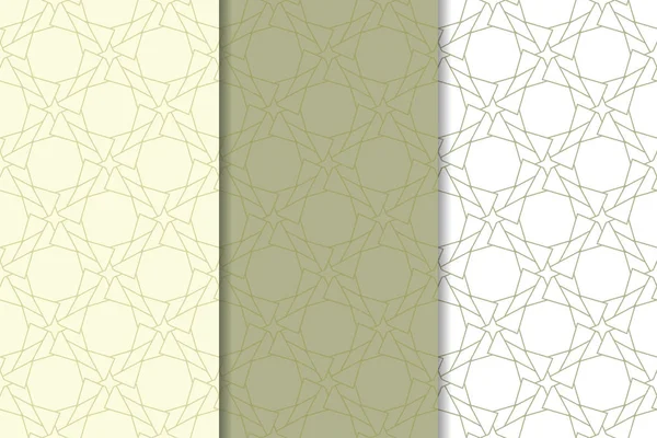 Ensemble Géométrique Vert Olive Blanc Motifs Verticaux Sans Couture Pour — Image vectorielle