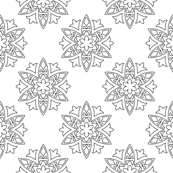 Beyaz arka planda siyah çiçek tasarım. Tekstil ve duvar kağıtları için seamless modeli