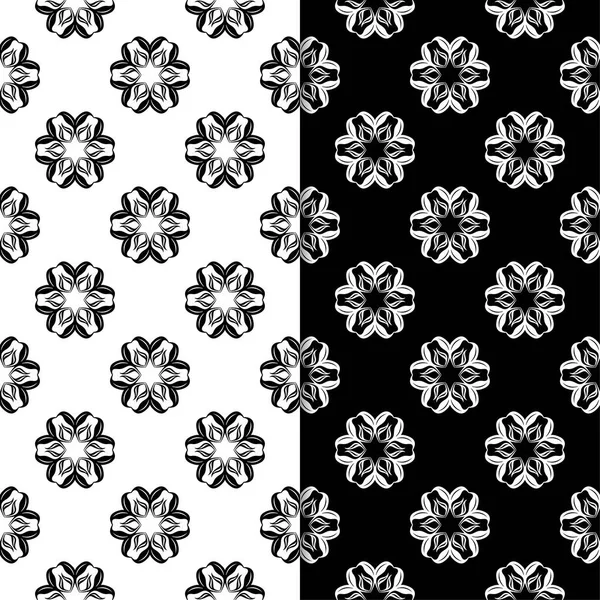 Fondo Floral Blanco Negro Conjunto Patrones Sin Costura Para Textiles — Vector de stock