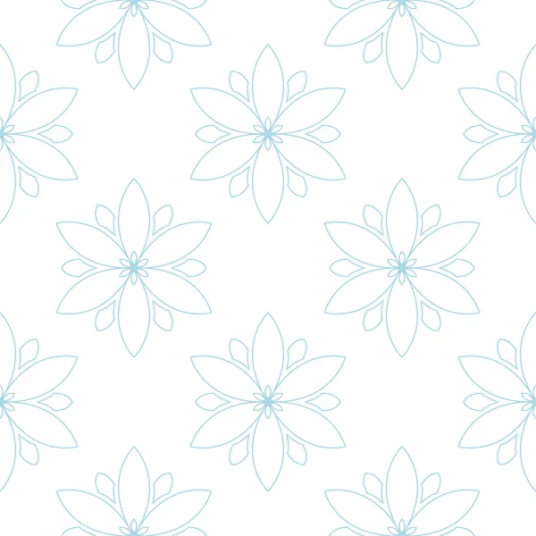 白地に青い花飾り テキスタイルや壁紙のためのシームレスなパターン — ストックベクタ