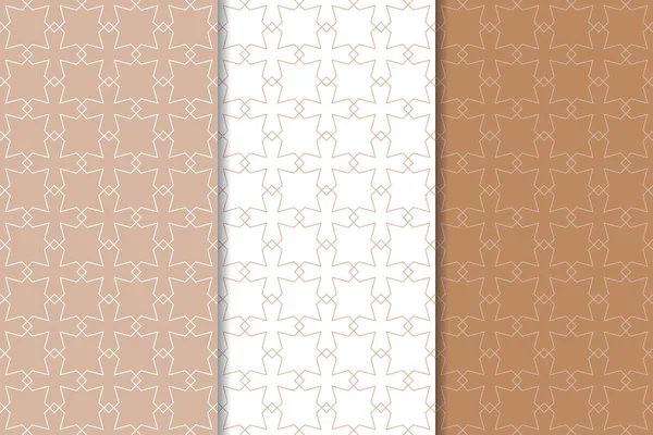 Braun Weiße Geometrische Muster Für Web Textilien Und Tapeten — Stockvektor