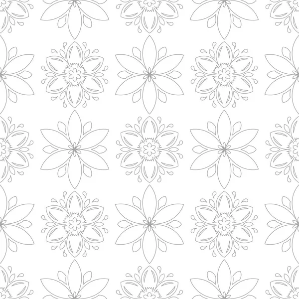 Élément Floral Gris Clair Sur Fond Blanc Modèle Sans Couture — Image vectorielle