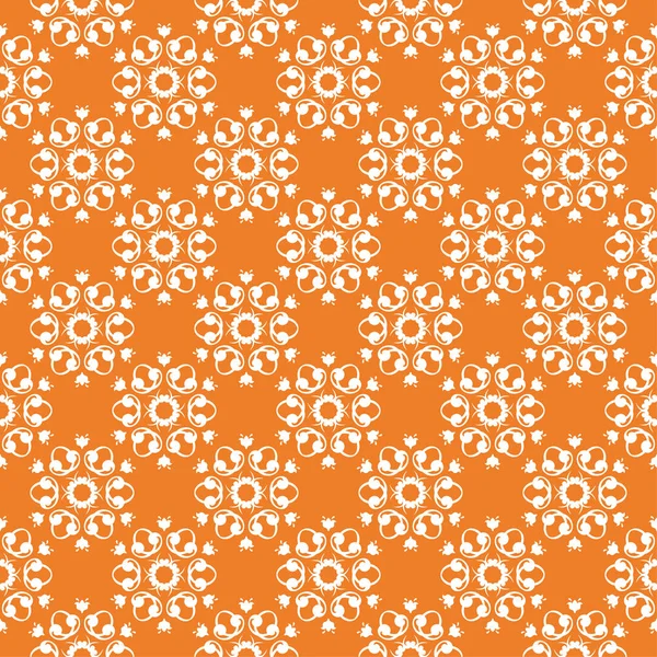 White Floral Ornament Orange Background Seamless Pattern Textile Wallpapers — Stock Vector