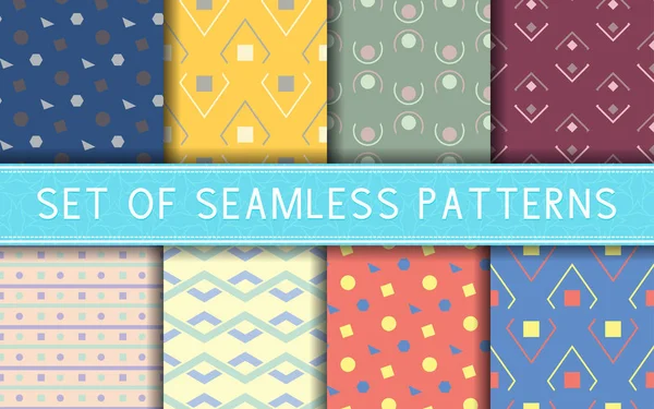 Geometric Seamless Patterns Collection Colored Backgrounds Textile Fabrics Wallpapers — Stock Vector