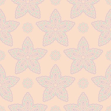 Çok renkli çiçek seamless modeli. Bej renkli arka plan duvar kağıtları, Tekstil ve kumaş için mor ve mavi çiçek öğeleri ile