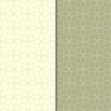 Zeytin yeşili geometrik süsler. Web, Tekstil ve duvar kağıtları için dikişsiz desen seti