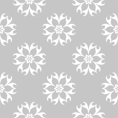 Gri ve beyaz çiçek süsleme. Tekstil ve duvar kağıtları için seamless modeli