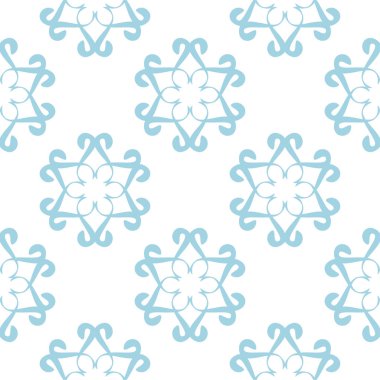 Beyaz zemin üzerine mavi çiçek süsleme. Tekstil ve duvar kağıtları için seamless modeli