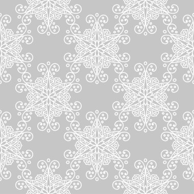 Gri ve beyaz çiçek süsleme. Tekstil ve duvar kağıtları için seamless modeli