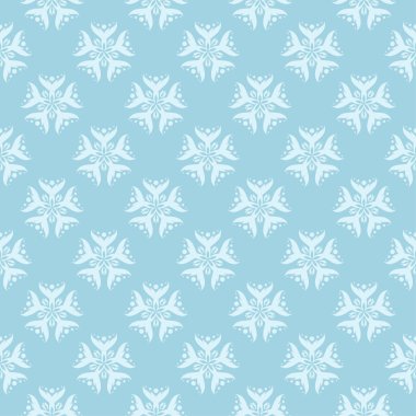 Beyaz ve mavi çiçek süs tasarım. Tekstil ve duvar kağıtları için seamless modeli