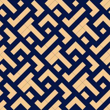 Koyu mavi zemin üzerine altın geometrik yazdır. Web, Tekstil ve duvar kağıtları için seamless modeli
