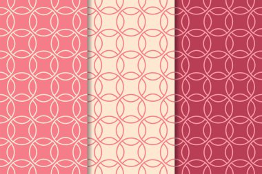 Kiraz kırmızısı geometrik süsler. Web, Tekstil ve duvar kağıtları için dikey Dikişsiz desen seti