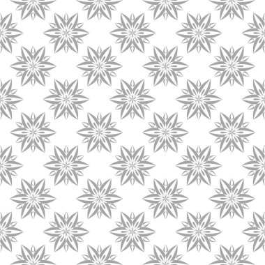 Beyaz arka plan üzerine açık gri çiçek süsleme. Tekstil ve duvar kağıtları için seamless modeli