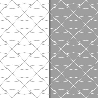 Gri ve beyaz geometrik süsler. Web, Tekstil ve duvar kağıtları için dikişsiz desen seti