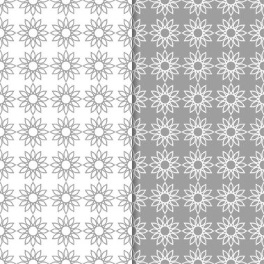 Gri ve beyaz geometrik süsler. Web, Tekstil ve duvar kağıtları için dikişsiz desen seti