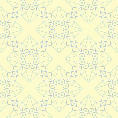 Geometrik seamless modeli. Bej renkli arka plan duvar kağıtları, Tekstil ve kumaş için mavi ve yeşil öğeleri ile