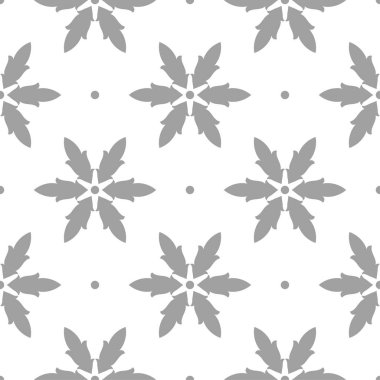 Beyaz arka plan üzerine açık gri çiçek süsleme. Tekstil ve duvar kağıtları için seamless modeli