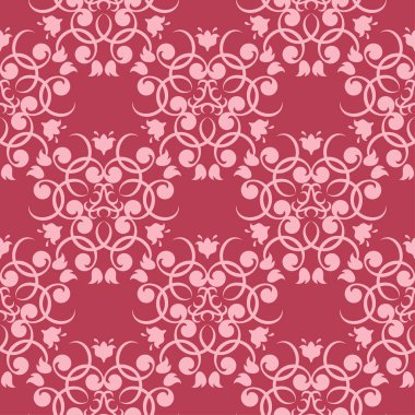 Çiçek tasarım kırmızı zemin üzerine. Tekstil ve duvar kağıtları için seamless modeli