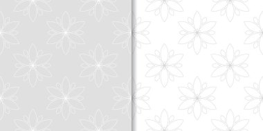 Işık gri çiçek arka planlar. Tekstil ve duvar kağıtları için dikişsiz desen seti
