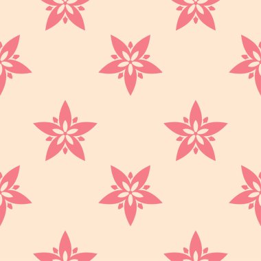 Bej renkli arka plan üzerinde kırmızı çiçek tasarım. Tekstil ve duvar kağıtları için seamless modeli