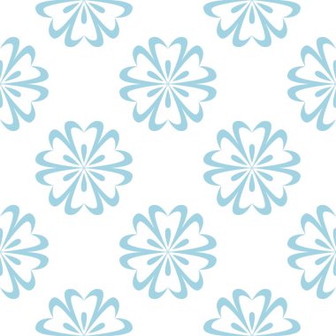 Beyaz zemin üzerine mavi çiçek süsleme. Tekstil ve duvar kağıtları için seamless modeli