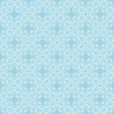 Beyaz ve mavi çiçek desenli. Tekstil ve duvar kağıtları için sorunsuz süsleme