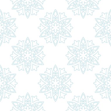 Beyaz zemin üzerine mavi çiçek tasarım. Tekstil ve duvar kağıtları için seamless modeli