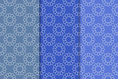 Geometrik süsler kümesi. Web, Tekstil ve duvar kağıtları için mavi dikey Dikişsiz desen