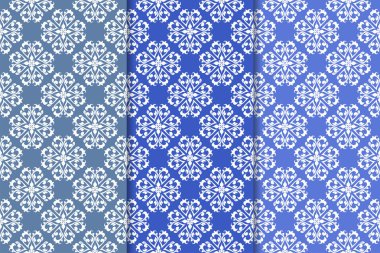 Çiçek süsler kümesi. Mavi dikey Dikişsiz desen. Duvar kağıdı arka plan