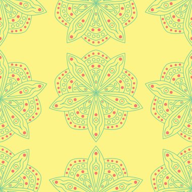 Çiçek seamless modeli. Arka plan duvar kağıtları, Tekstil ve kumaş için pembe ve yeşil çiçek öğeleri ile parlak renkli