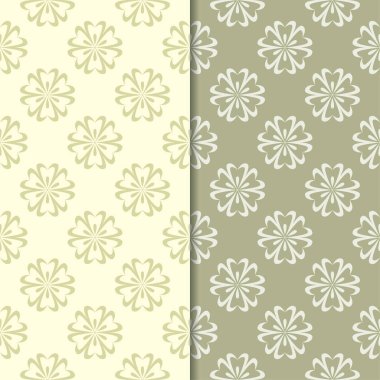 Zeytin yeşili çiçek arka planlar. Tekstil ve duvar kağıtları için dikişsiz desen seti