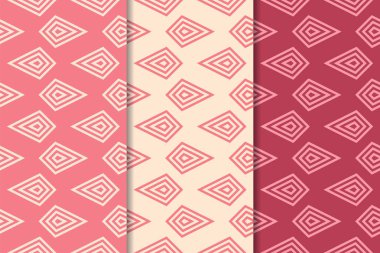 Kiraz kırmızı geometrik yazdırır. Web, Tekstil ve duvar kağıtları için dikey Dikişsiz desen seti