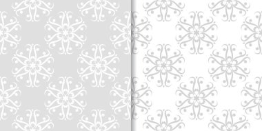 Işık gri çiçek arka planlar. Tekstil ve duvar kağıtları için dikişsiz desen seti