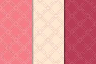 Geometrik süsler kümesi. Web, Tekstil ve duvar kağıtları için kiraz kırmızı Dikişsiz desen