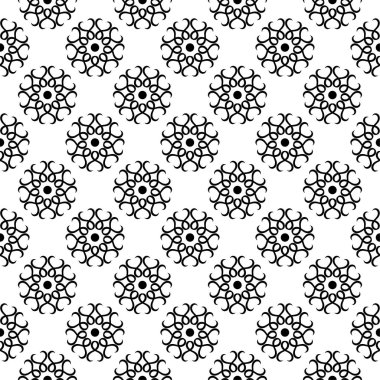 Beyaz arka planda siyah çiçek süsleme. Tekstil ve duvar kağıtları için seamless modeli