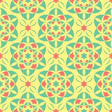 Çiçek tasarım ile Seamless modeli. Parlak sarı arka plan duvar kağıtları, Tekstil ve kumaş için pembe ve yeşil çiçek öğeleri