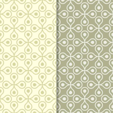 Zeytin yeşili geometrik süsler. Web, Tekstil ve duvar kağıtları için dikişsiz desen seti