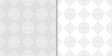 Açık gri geometrik yazdırır. Web, Tekstil ve duvar kağıtları için dikişsiz desen seti
